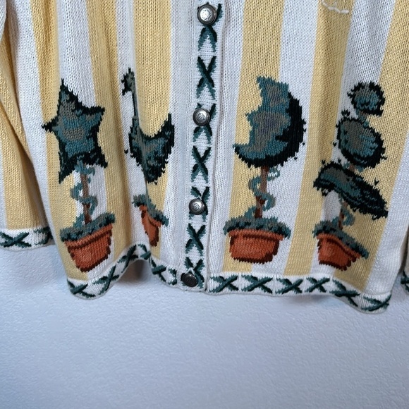 The Quacker Factory Stripe Virtues Plant Lover Sweater Size Large - Picture 3 of 7